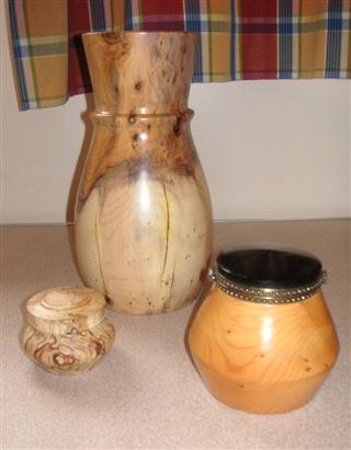 The tall yew vase won Bert a commended certificate